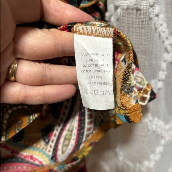 Sew in love mustard and paisley faux wrap top with tie and flutter sleeves - Picture 8 of 8